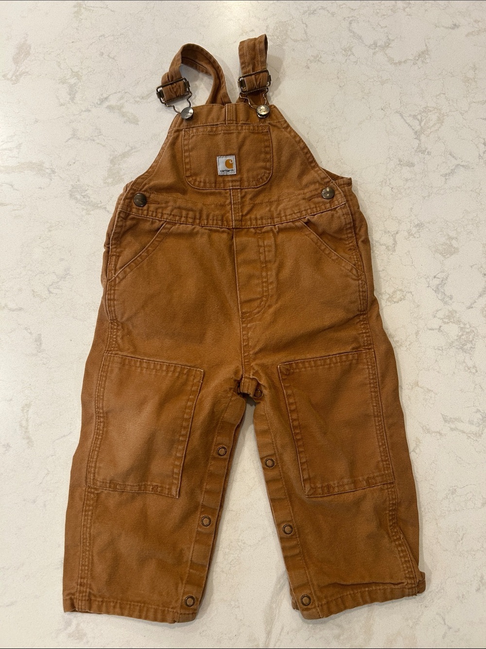 Carhartt Tan/Brown Infants Duck Canvas Overalls with Front Pocket 18 Month